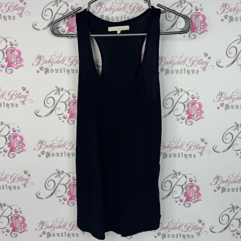 Monk and Lou tank top ribbed stretchy classic comfy Black Sleeveless Top